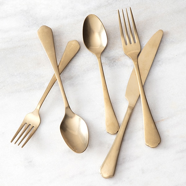 Ellsie Antiqued Champagne 20pc Flatware Set